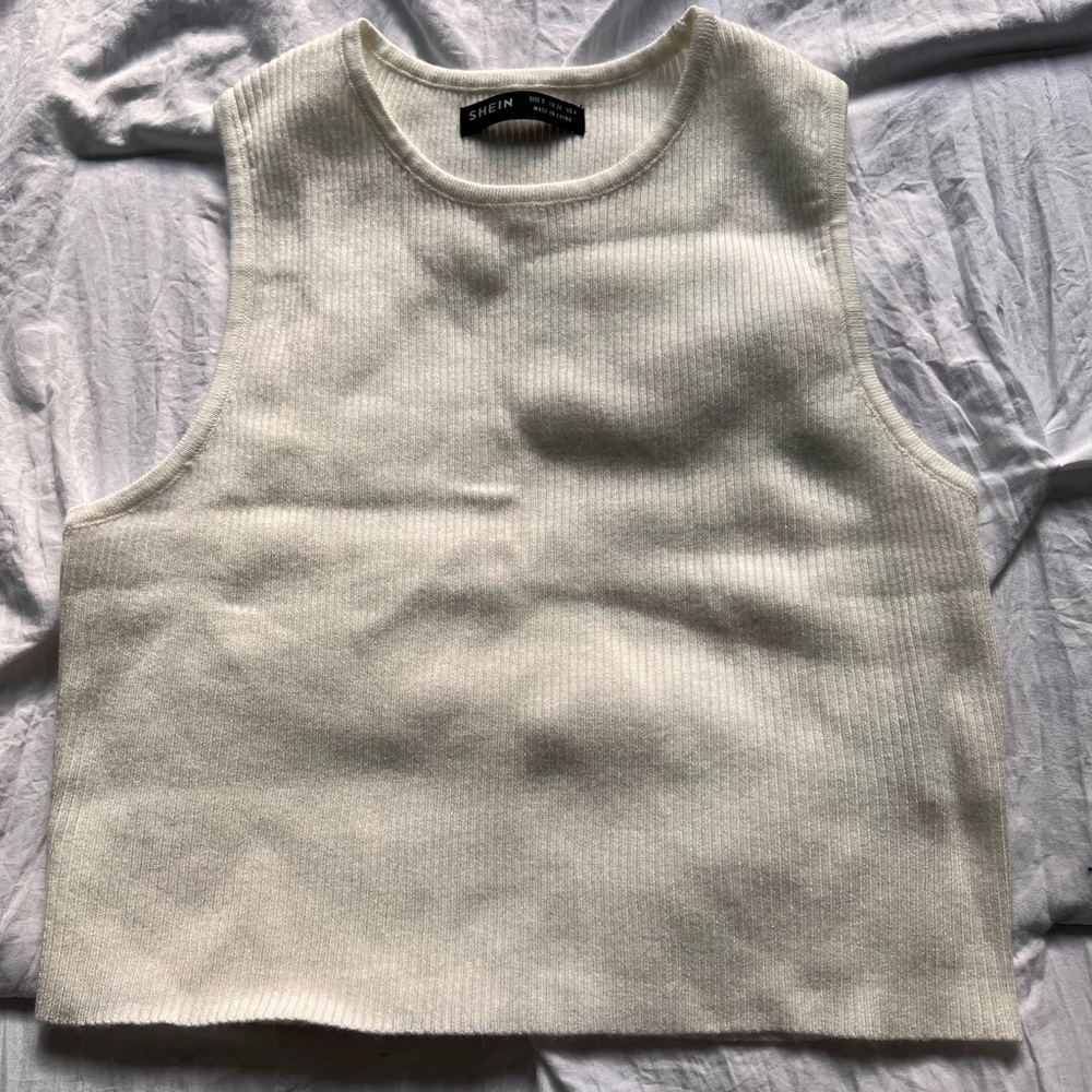 Shein white thick sweater like material tank top